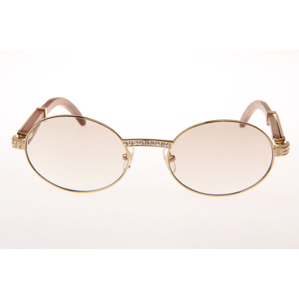 Cartier CT 7550178 Diamond Wood Sunglasses In Gold Gradient Brown - DesignerGu
