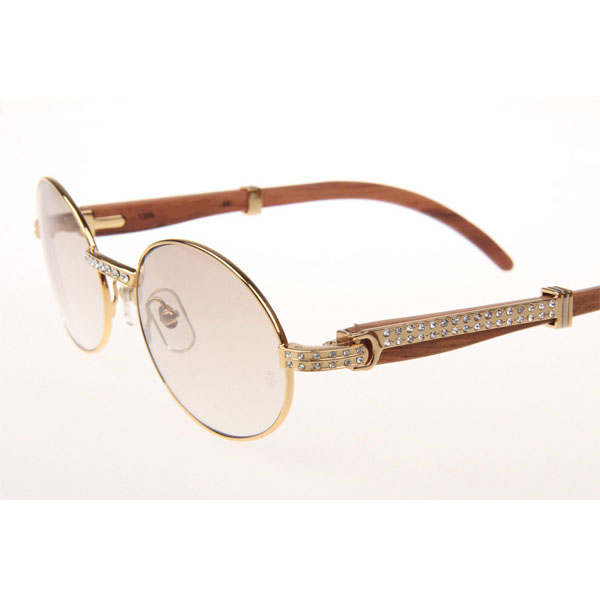 Cartier CT 7550178 Diamond Wood Sunglasses In Gold Gradient Brown - DesignerGu
