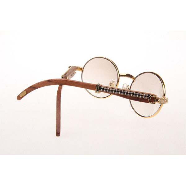 Cartier CT 7550178 Diamond Wood Sunglasses In Gold Gradient Brown - DesignerGu