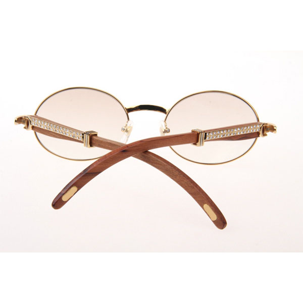 Cartier CT 7550178 Diamond Wood Sunglasses In Gold Gradient Brown - DesignerGu