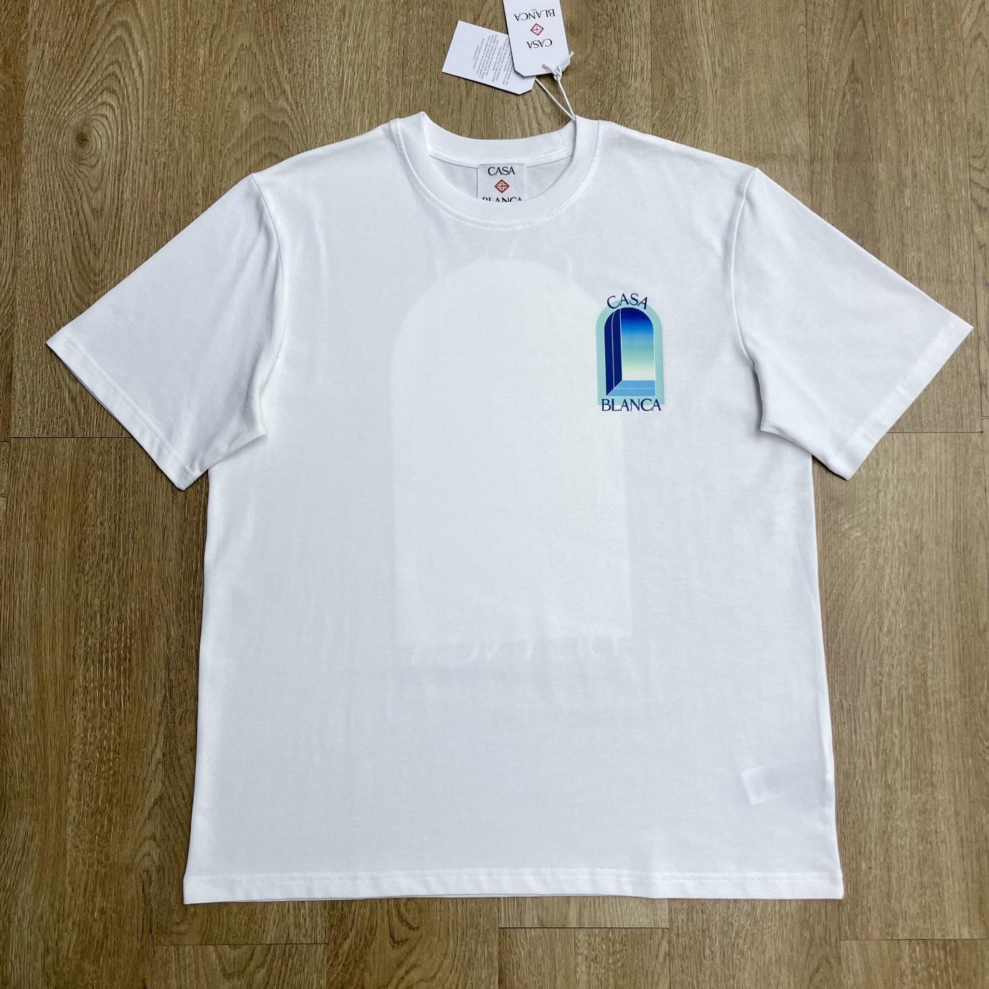 Casablanca White & Mint L'Arche Short Sleeve T‑Shirt C1161 - DesignerGu