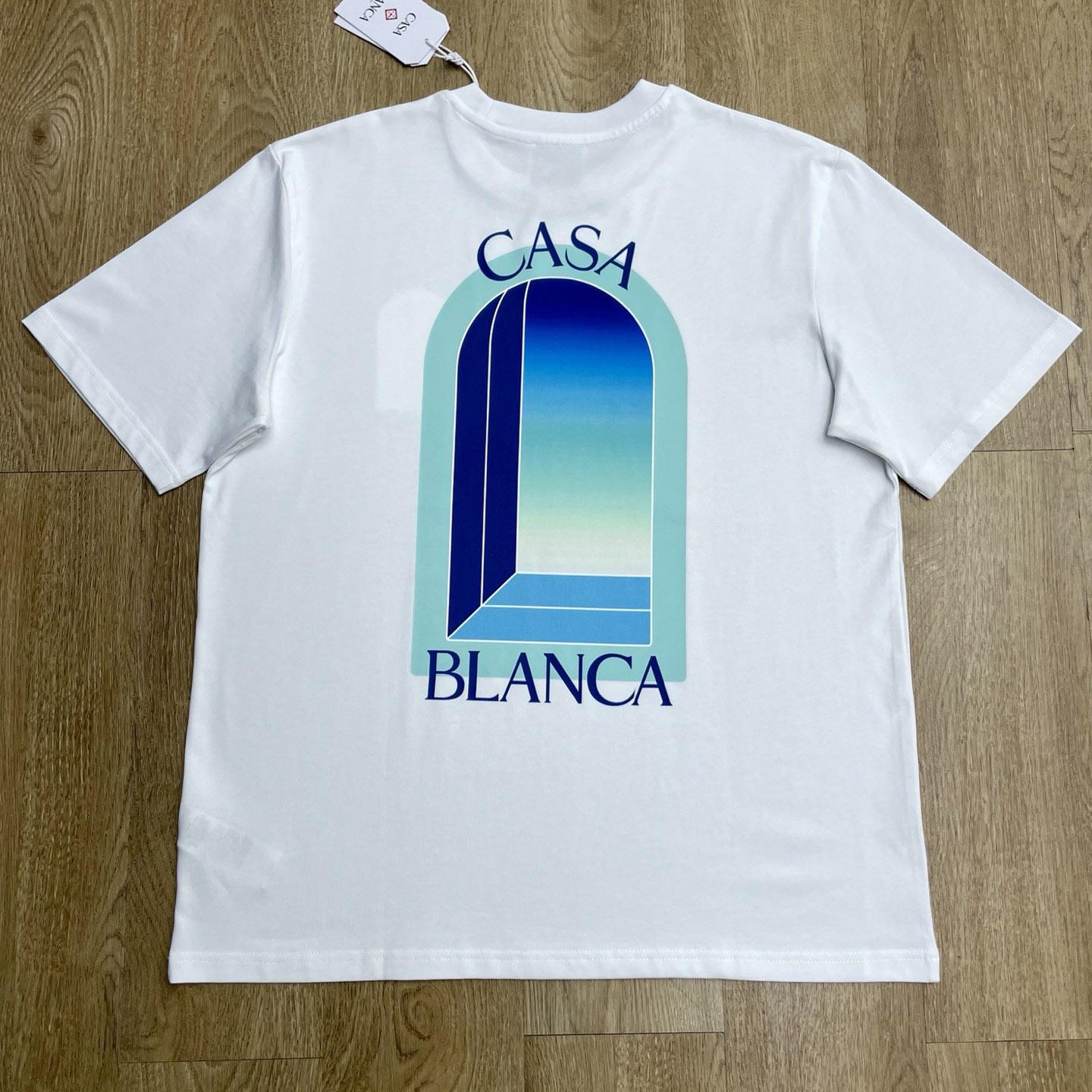 Casablanca White & Mint L'Arche Short Sleeve T‑Shirt C1161 - DesignerGu