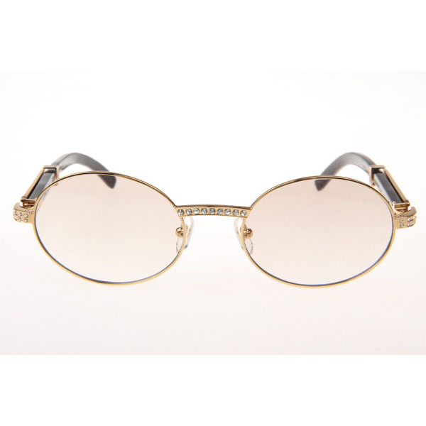 Cartier CT 7550178 Diamond Black Buffalo Sunglasses In Gold Gradient Brown - DesignerGu