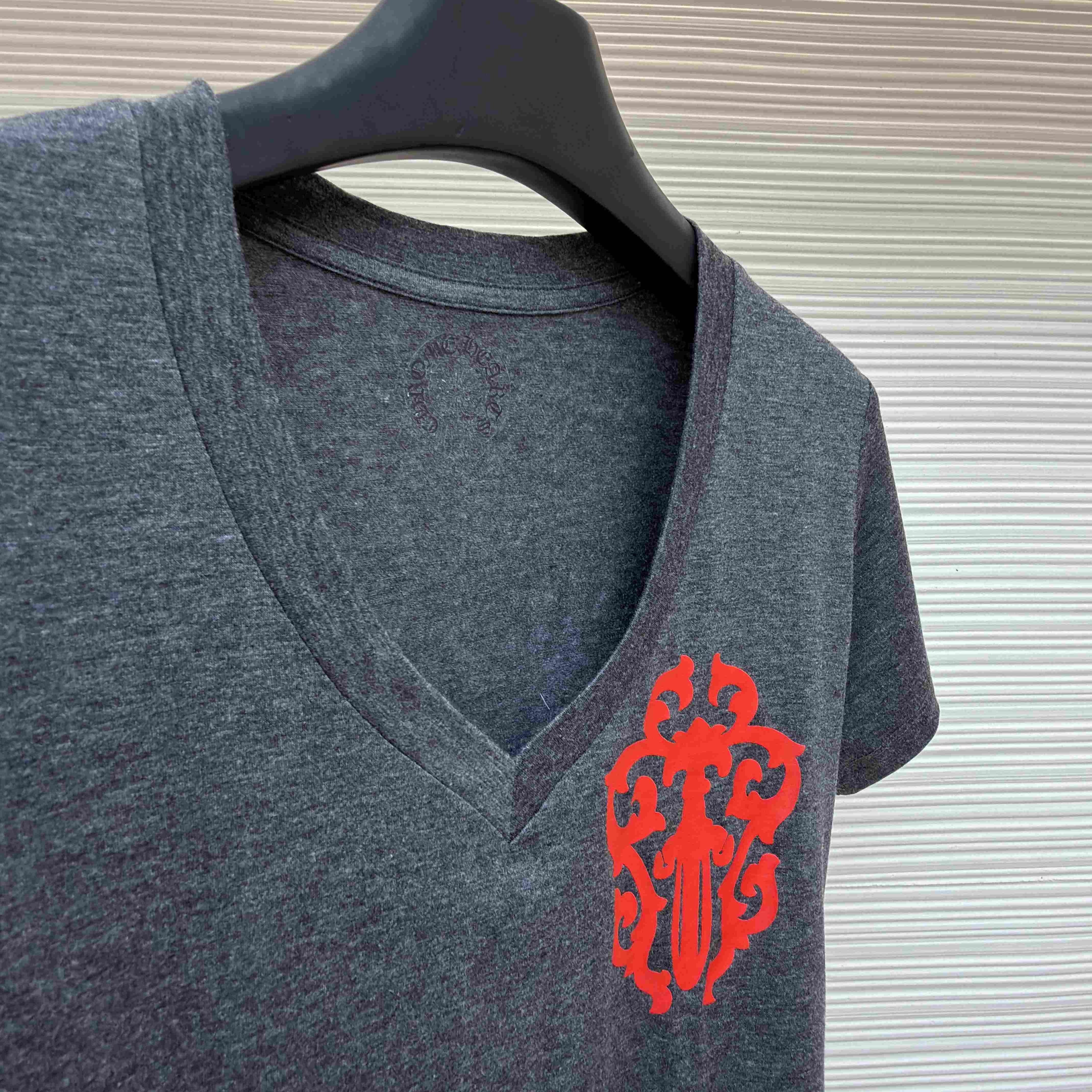 Chrome Hearts V-Neck T-Shirt 'Grey' - DesignerGu