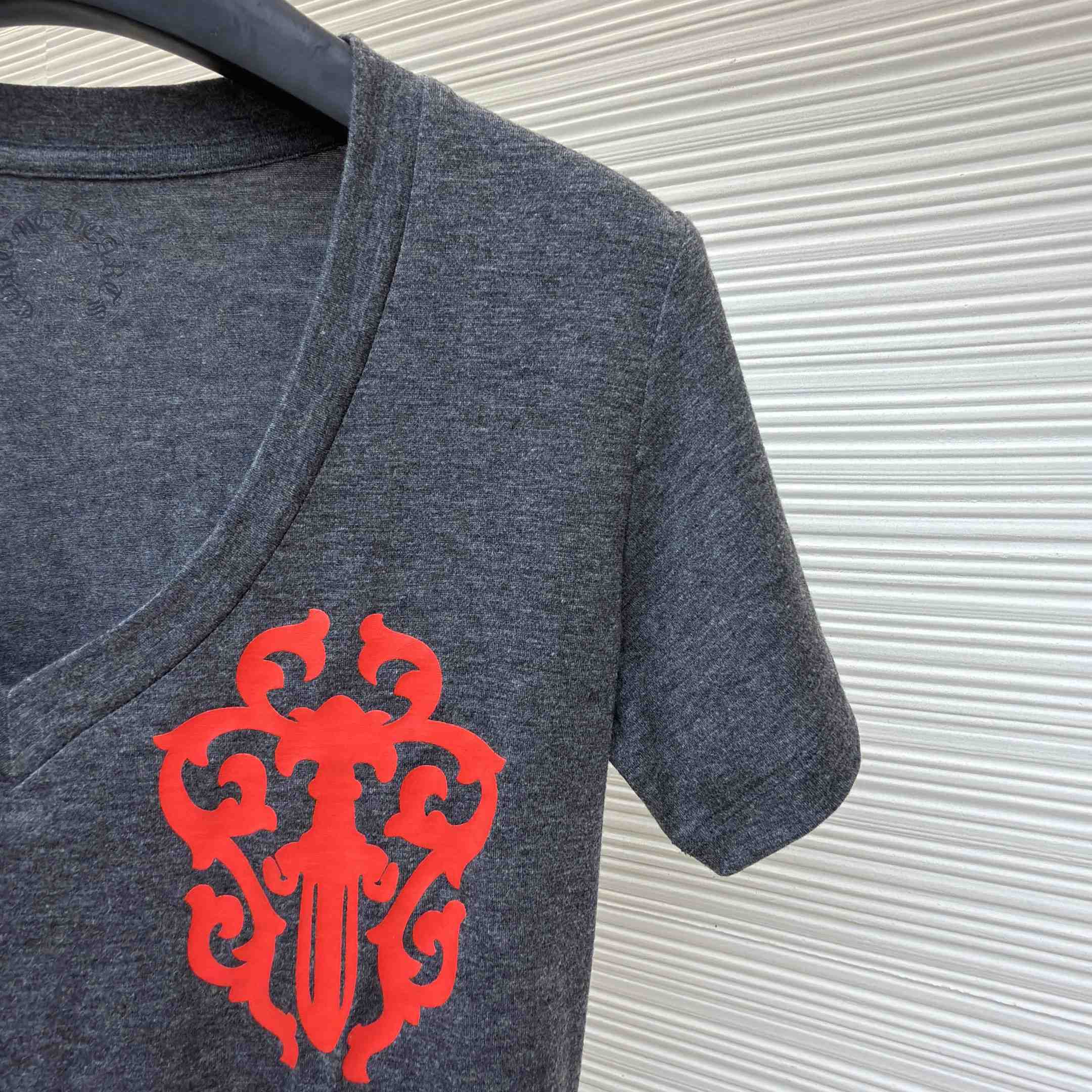 Chrome Hearts V-Neck T-Shirt 'Grey' - DesignerGu