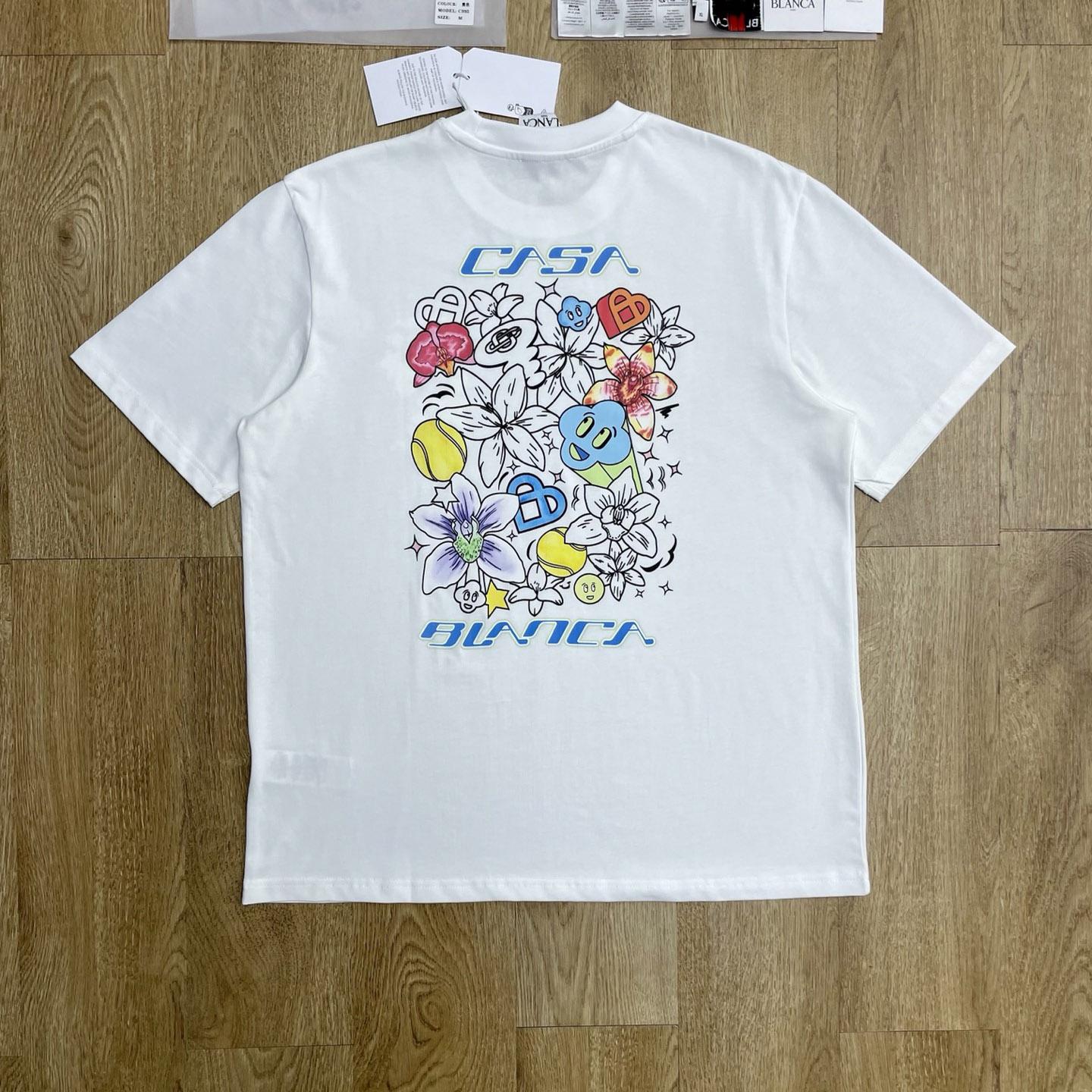 Casablanca  White Graffiti Short Sleeve T‑Shirt C1143 - DesignerGu