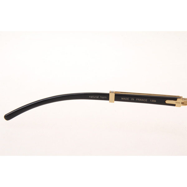 Cartier CT 7550178 White Mix Black Buffalo Sunglasses In Gold Brown  - DesignerGu