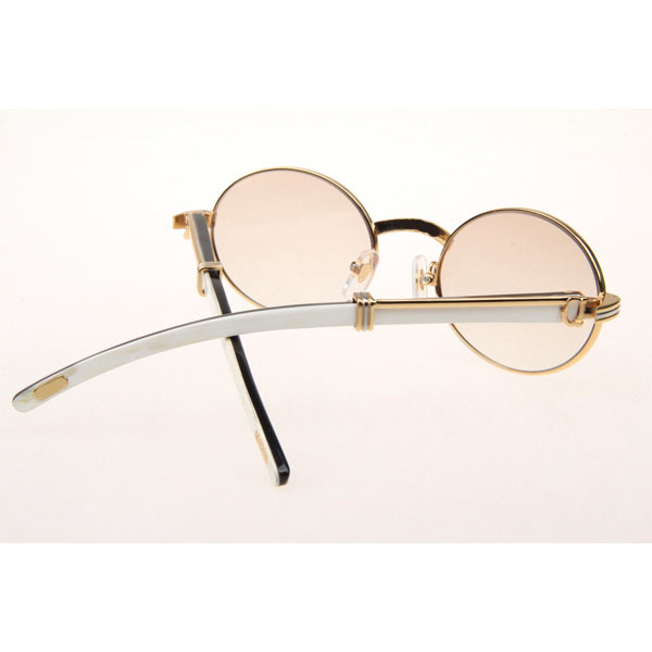 Cartier CT 7550178 White Mix Black Buffalo Sunglasses In Gold Brown  - DesignerGu