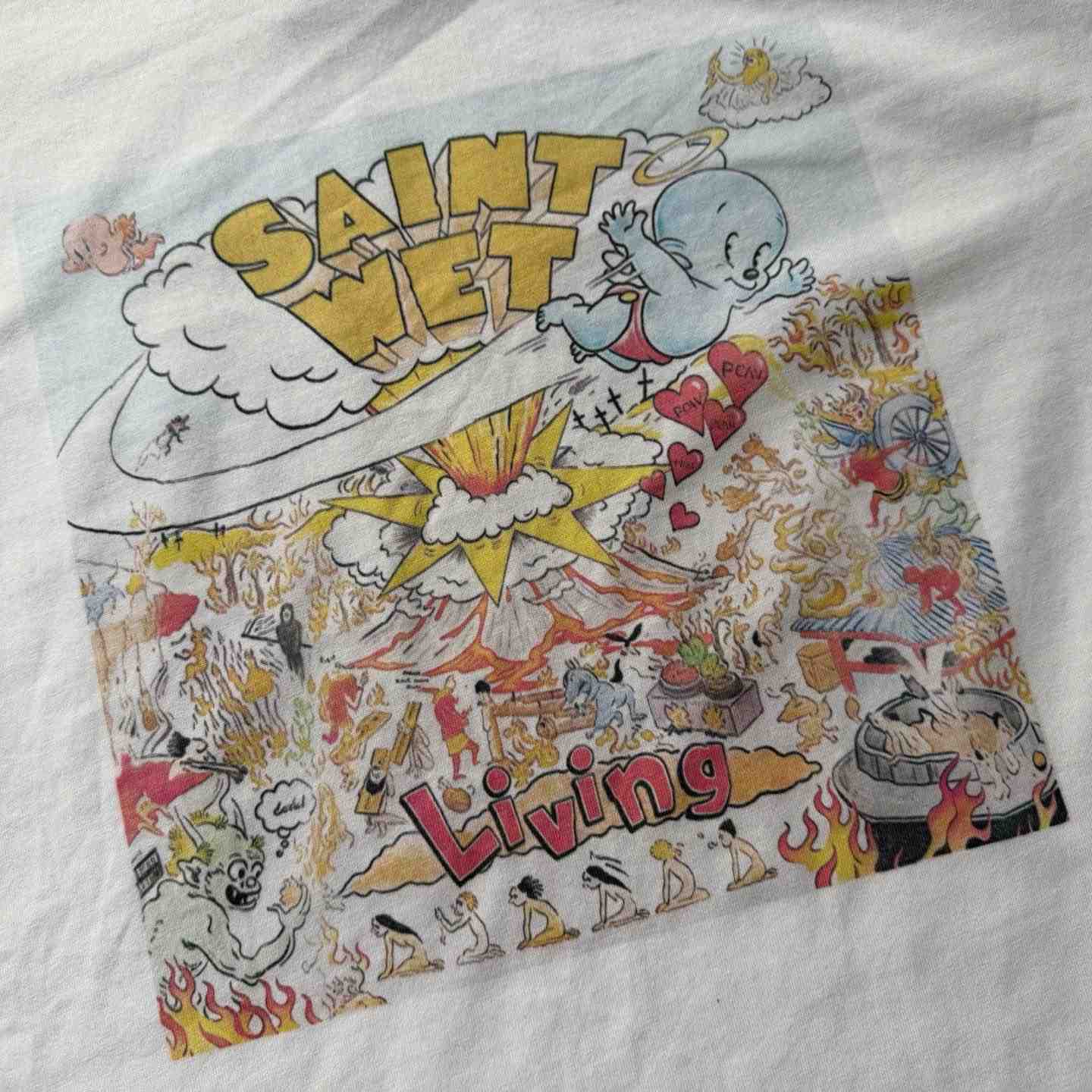 Saint Michael Saint Wet Short-Sleeve T-Shirt 'White' - DesignerGu