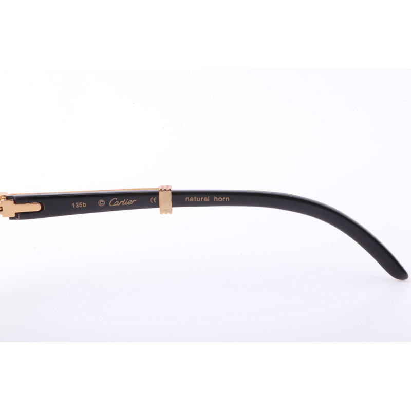 Cartier CT 7550178 New Full Diamond White Mix Black Buffalo Sunglasses In Gold Brown - DesignerGu