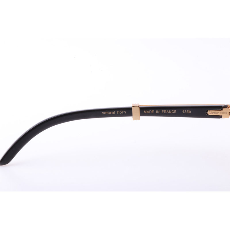 Cartier CT 7550178 New Full Diamond White Mix Black Buffalo Sunglasses In Gold Brown - DesignerGu