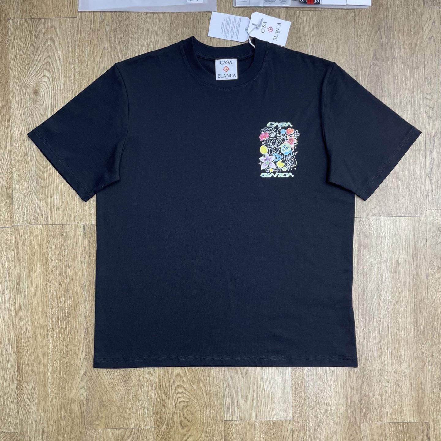Casablanca Black Graffiti Short Sleeve T‑Shirt C1144 - DesignerGu