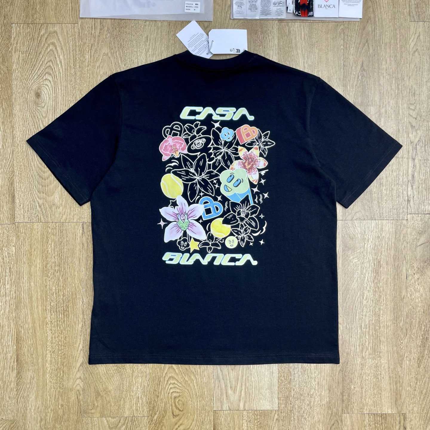 Casablanca Black Graffiti Short Sleeve T‑Shirt C1144 - DesignerGu