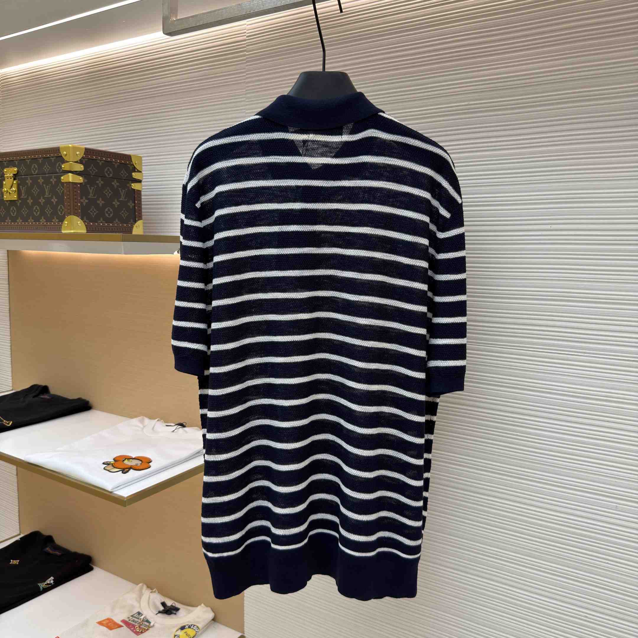 Ralph Lauren Striped Cotton-Linen Polo Sweater - DesignerGu