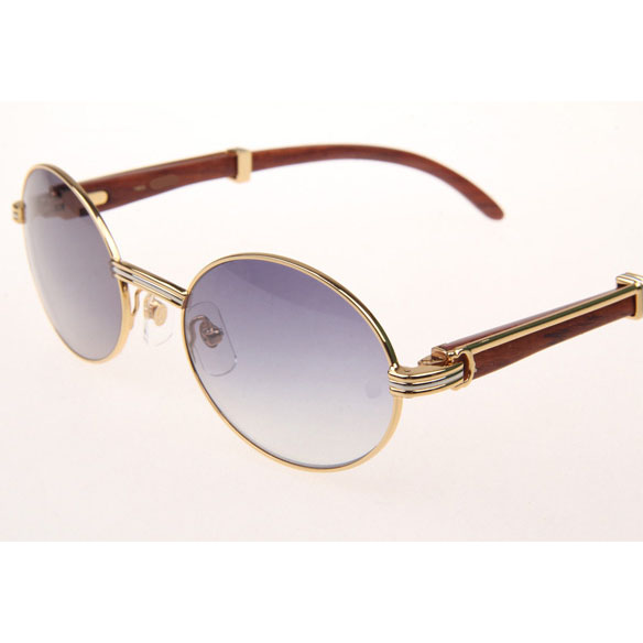 Cartier CT 7550178 Wood Sunglasses In Gold Grey - DesignerGu
