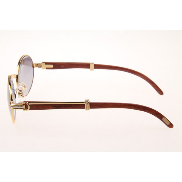 Cartier CT 7550178 Wood Sunglasses In Gold Grey - DesignerGu