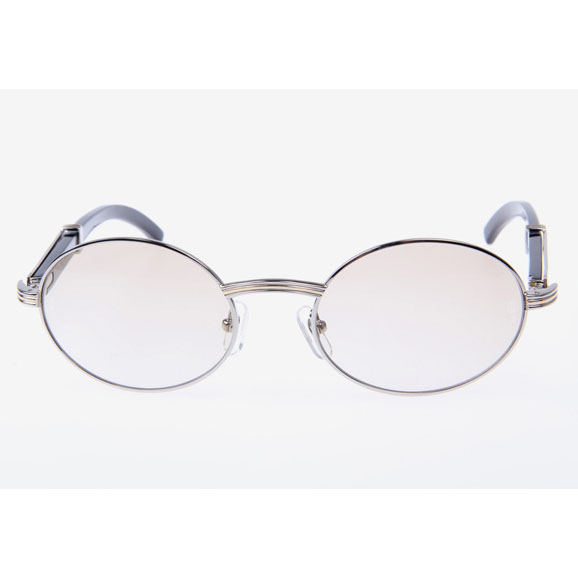Cartier CT 7550178 Black Buffalo Sunglasses In Silver Brown - DesignerGu