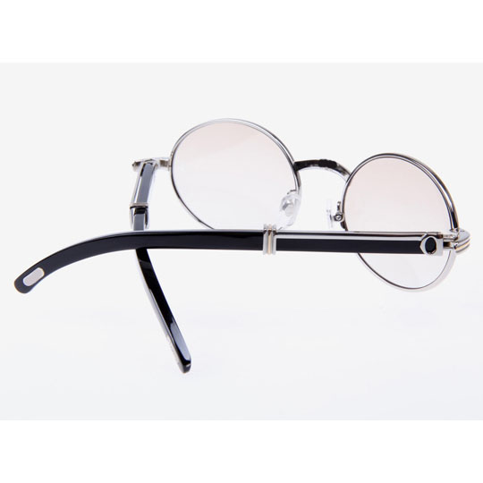 Cartier CT 7550178 Black Buffalo Sunglasses In Silver Brown - DesignerGu