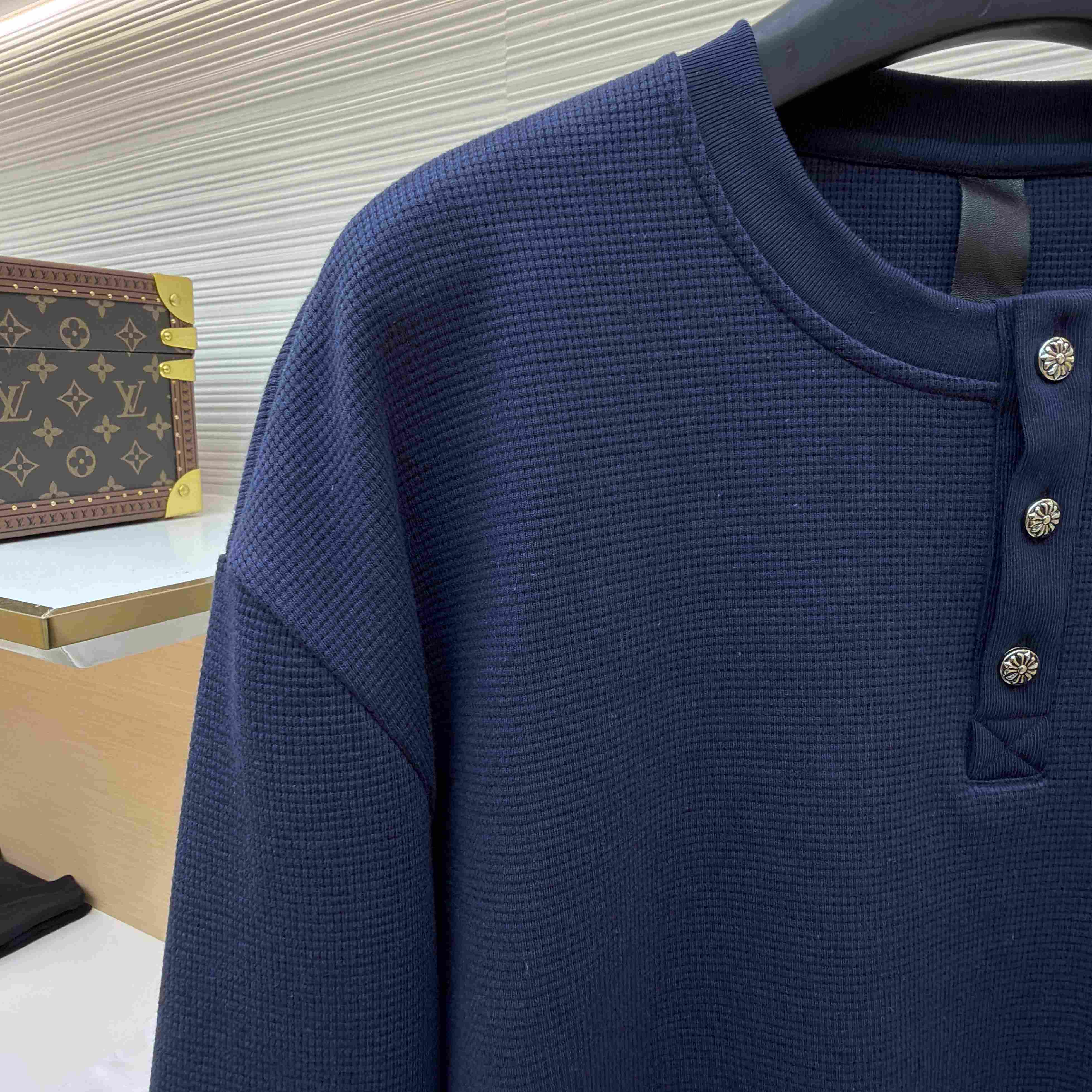 Chrome Hearts Waffle Henley Collar Long Sleeves - DesignerGu