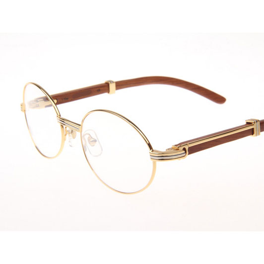 Cartier CT 7550178 Wood Eyeglasses In Gold  - DesignerGu