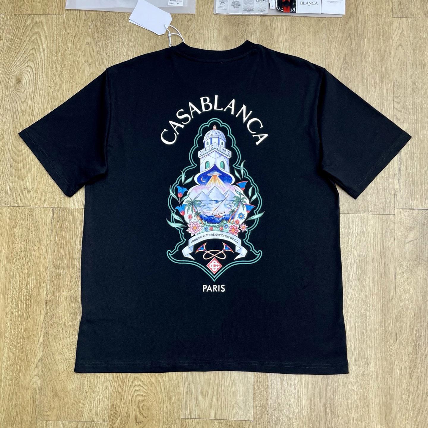 Casablanca Black Hotel Emblem Short Sleeve T‑Shirt C1169 - DesignerGu