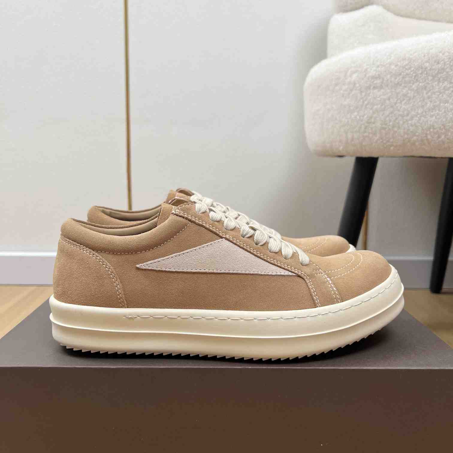 Rick Owens Taupe Hollywood Vintage Sneakers - DesignerGu