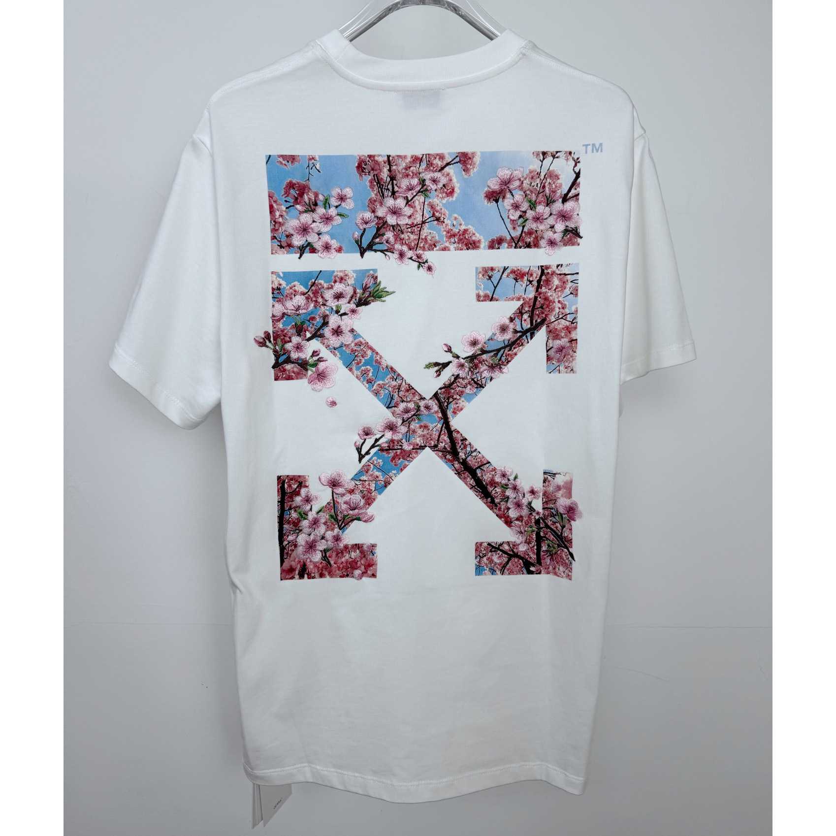 Off-White Embroidered Cherry Blossom Arrow Logo T-Shirt 'White' - DesignerGu