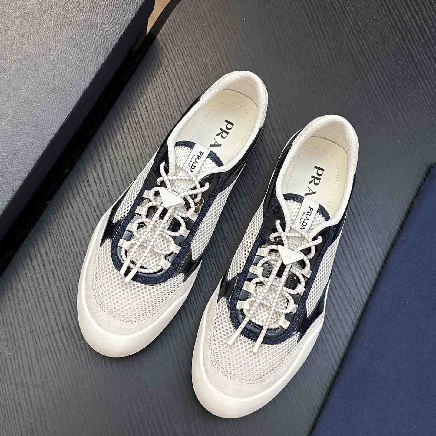 Prada Speedrock Patent Leather and Mesh Fabric Sneakers - DesignerGu