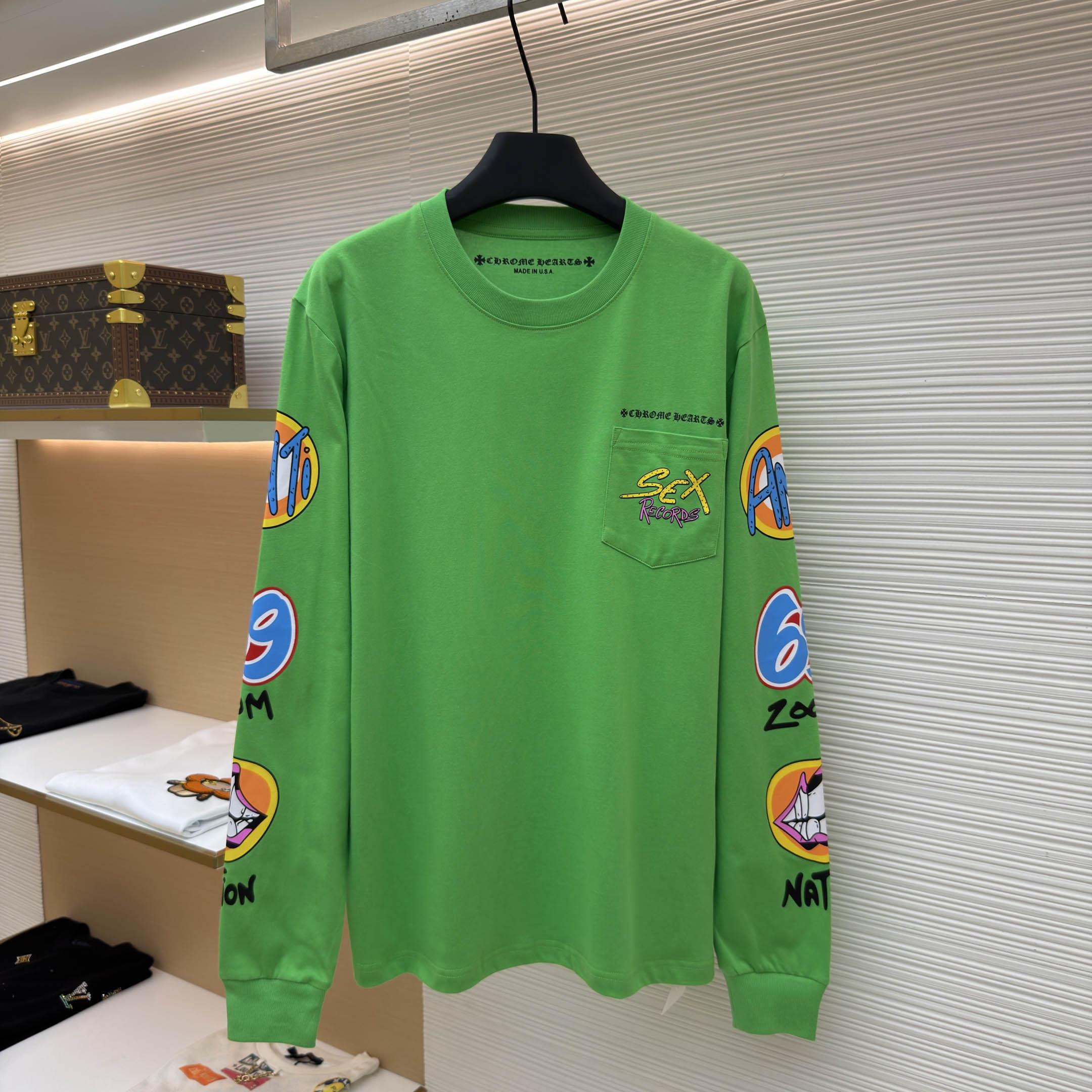 Chrome Hearts x Matty Boy Sex Records Long-Sleeve T-Shirt 'Green' - DesignerGu