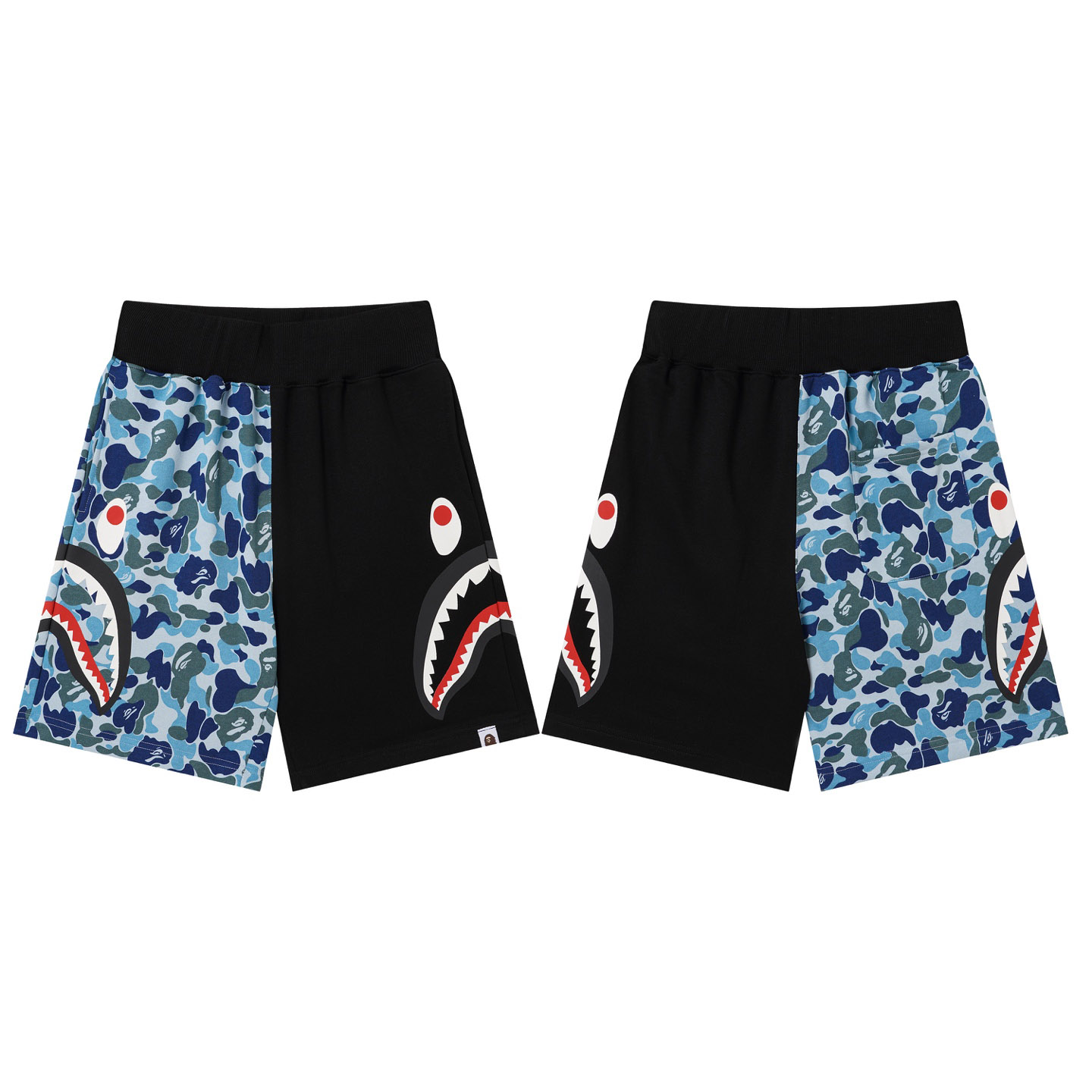 Bape Camo Half Side Shark Sweat Shorts  - DesignerGu