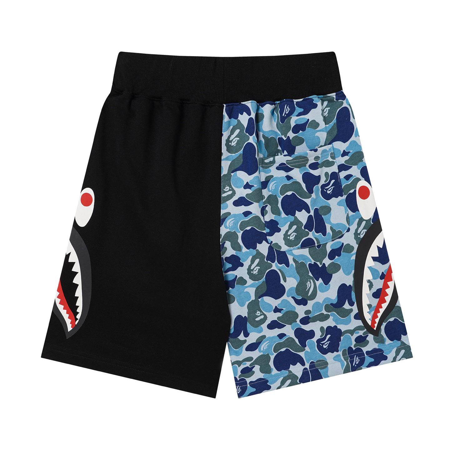 Bape Camo Half Side Shark Sweat Shorts  - DesignerGu