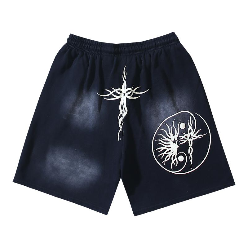 Hellstar Graphic Print Cotton Shorts - DesignerGu
