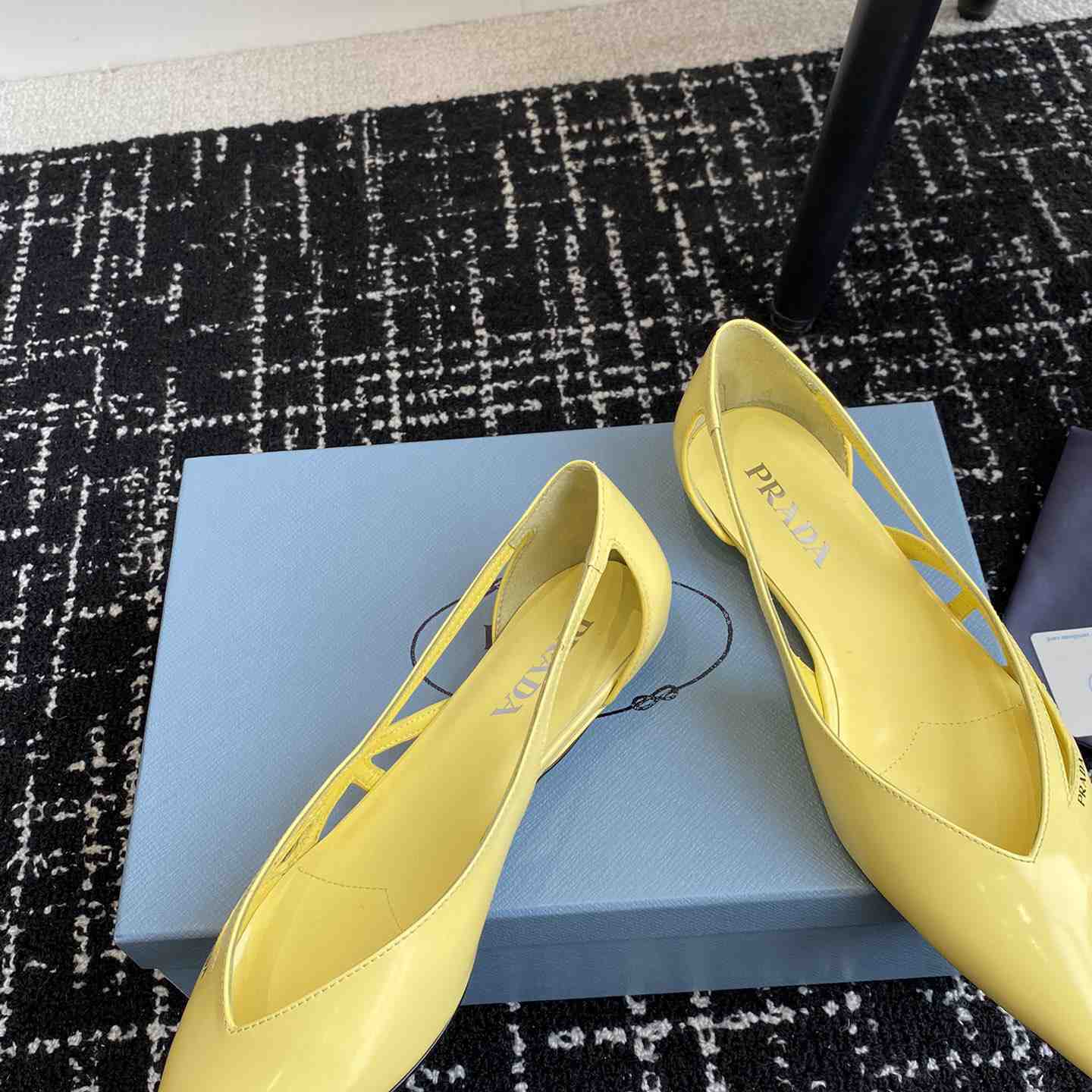 Prada Leather Cutout Ballerina Shoes - DesignerGu