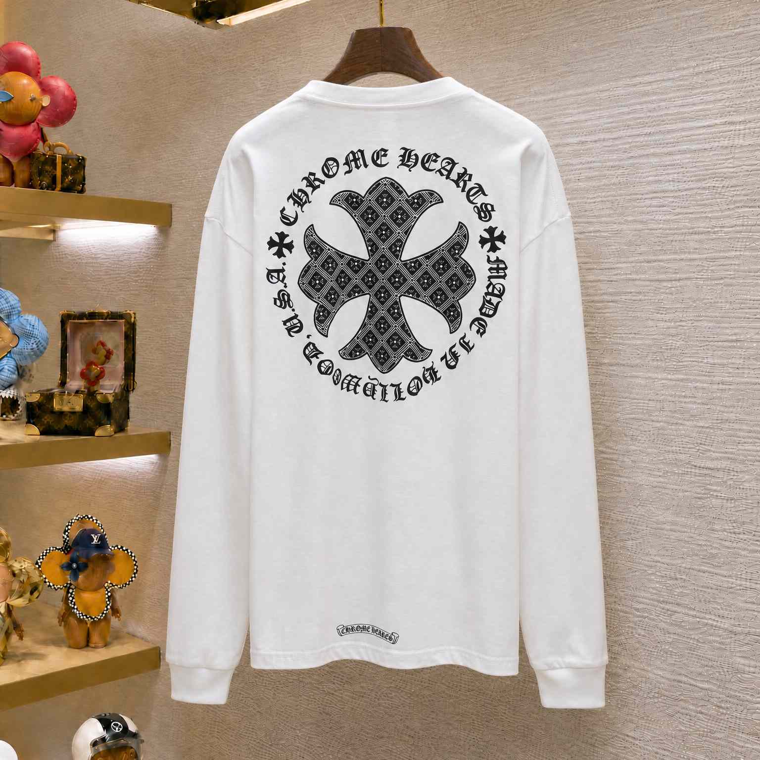 Chrome Hearts Pattern Cross Flower Circle Sanskrit Long Sleeve - DesignerGu