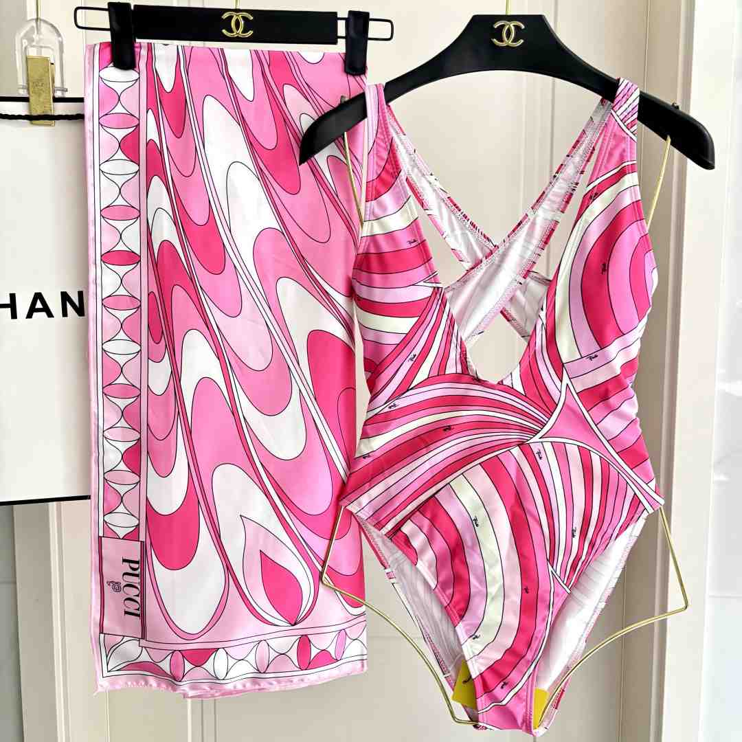 Pucci Printed Halterneck Swimsuit - DesignerGu