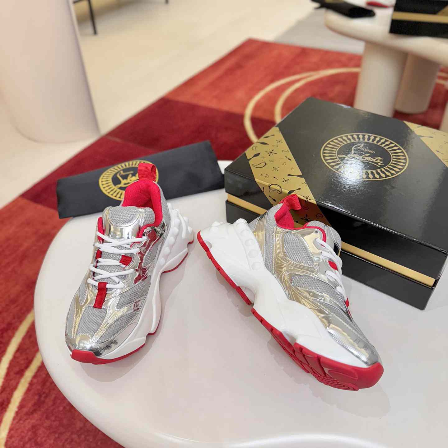 Christian Louboutin So Flo Patent Leather Sneakers - DesignerGu