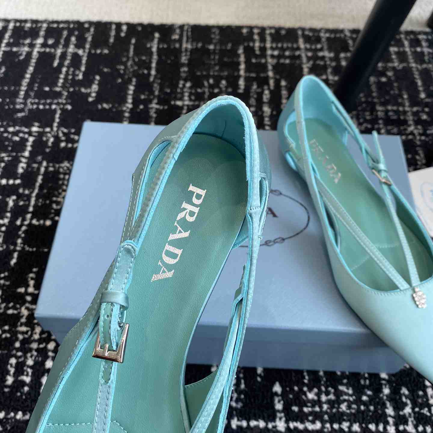 Prada Satin Crystal Embellishments Ballet Flats - DesignerGu
