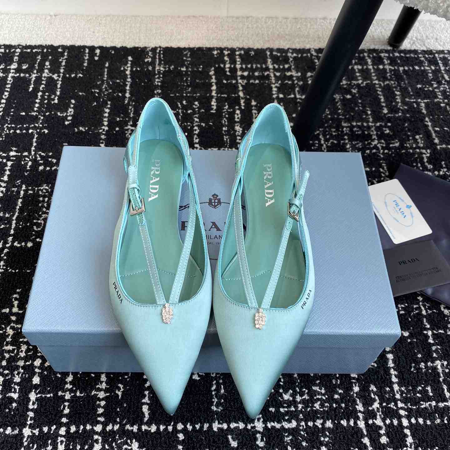 Prada Satin Crystal Embellishments Ballet Flats - DesignerGu