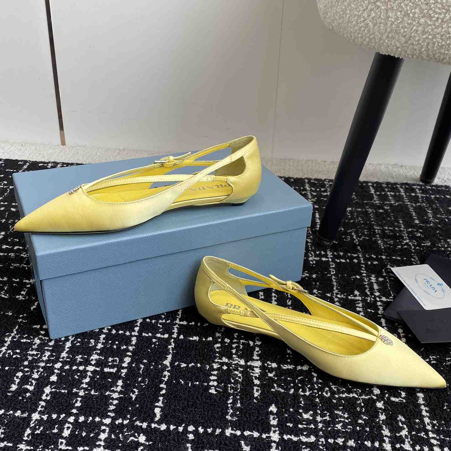 Prada Satin Crystal Embellishments Ballet Flats - DesignerGu