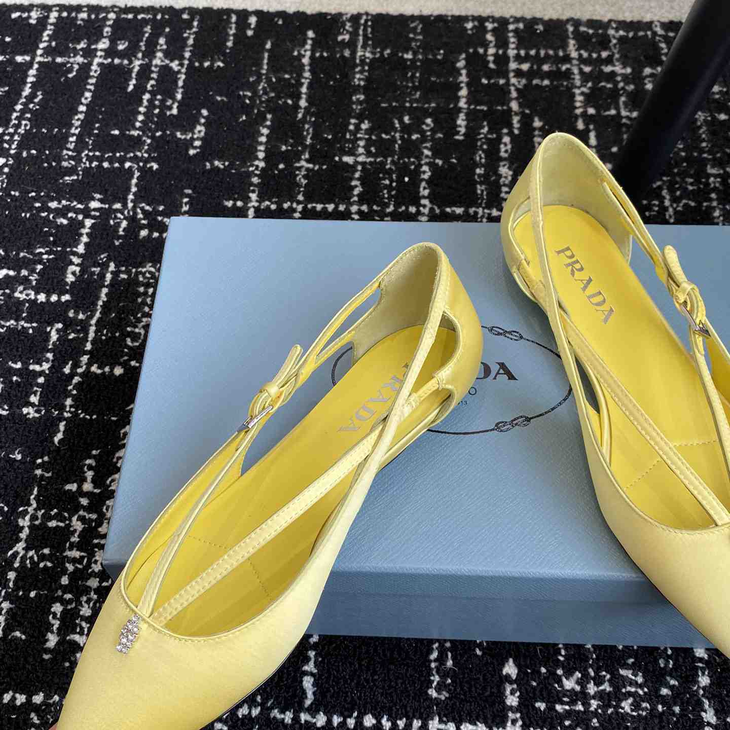 Prada Satin Crystal Embellishments Ballet Flats - DesignerGu