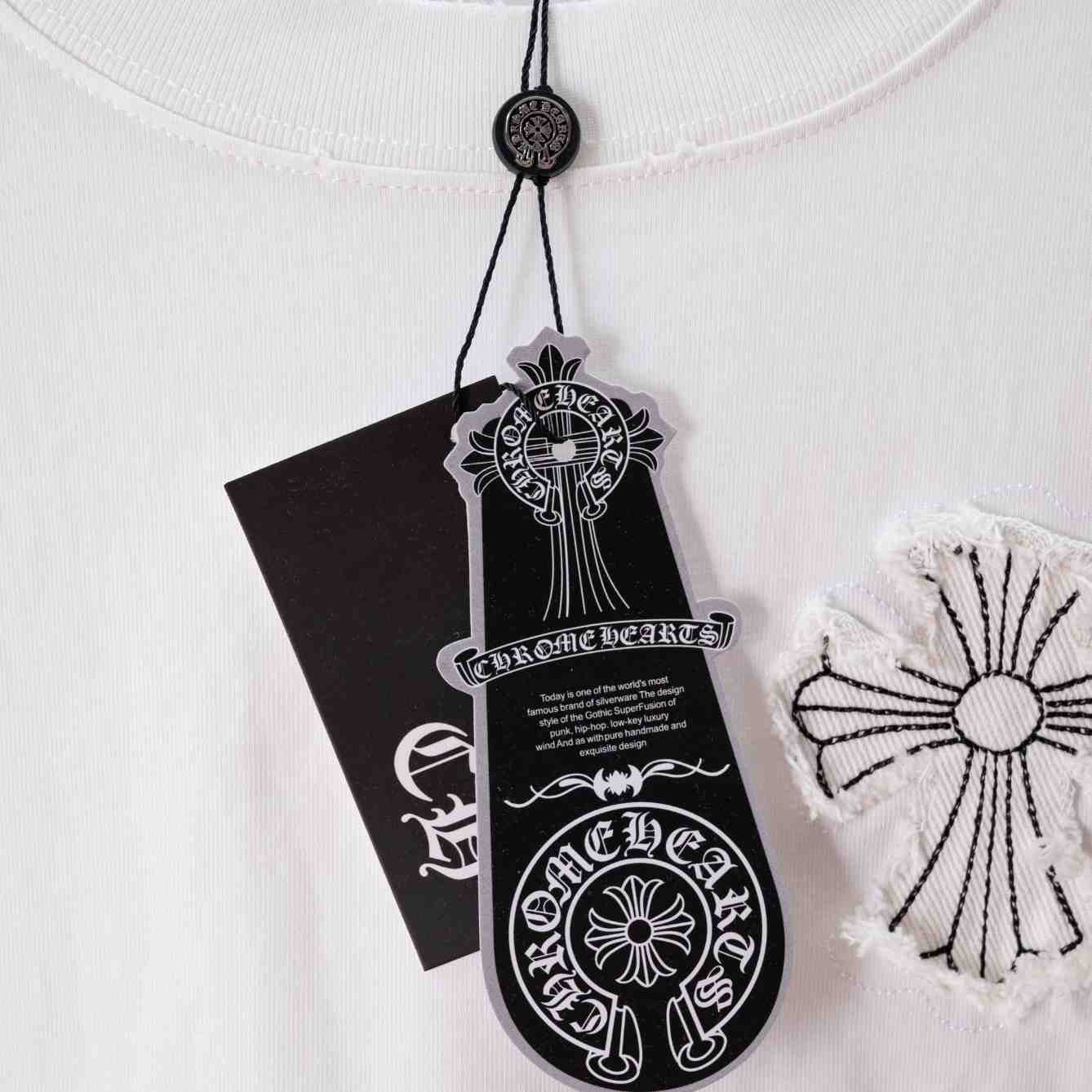 Chrome Hearts Cross Stitch Patchwork  T-Shirt 'White' - DesignerGu