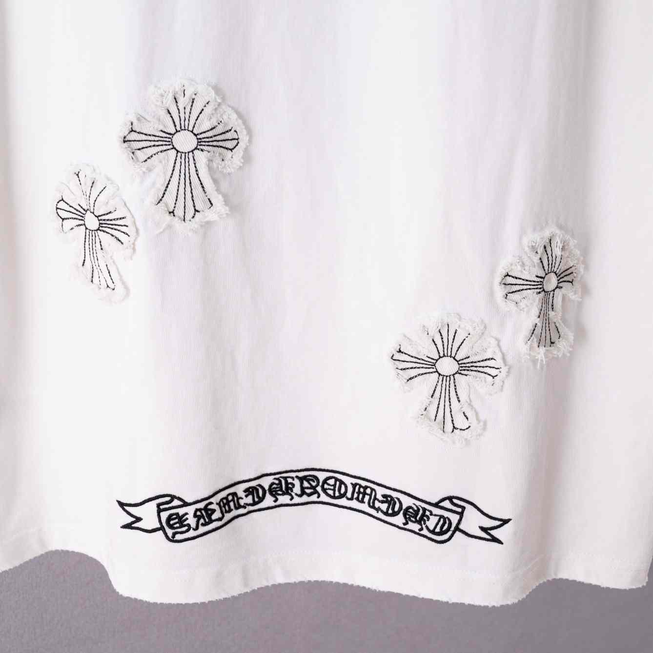 Chrome Hearts Cross Stitch Patchwork  T-Shirt 'White' - DesignerGu