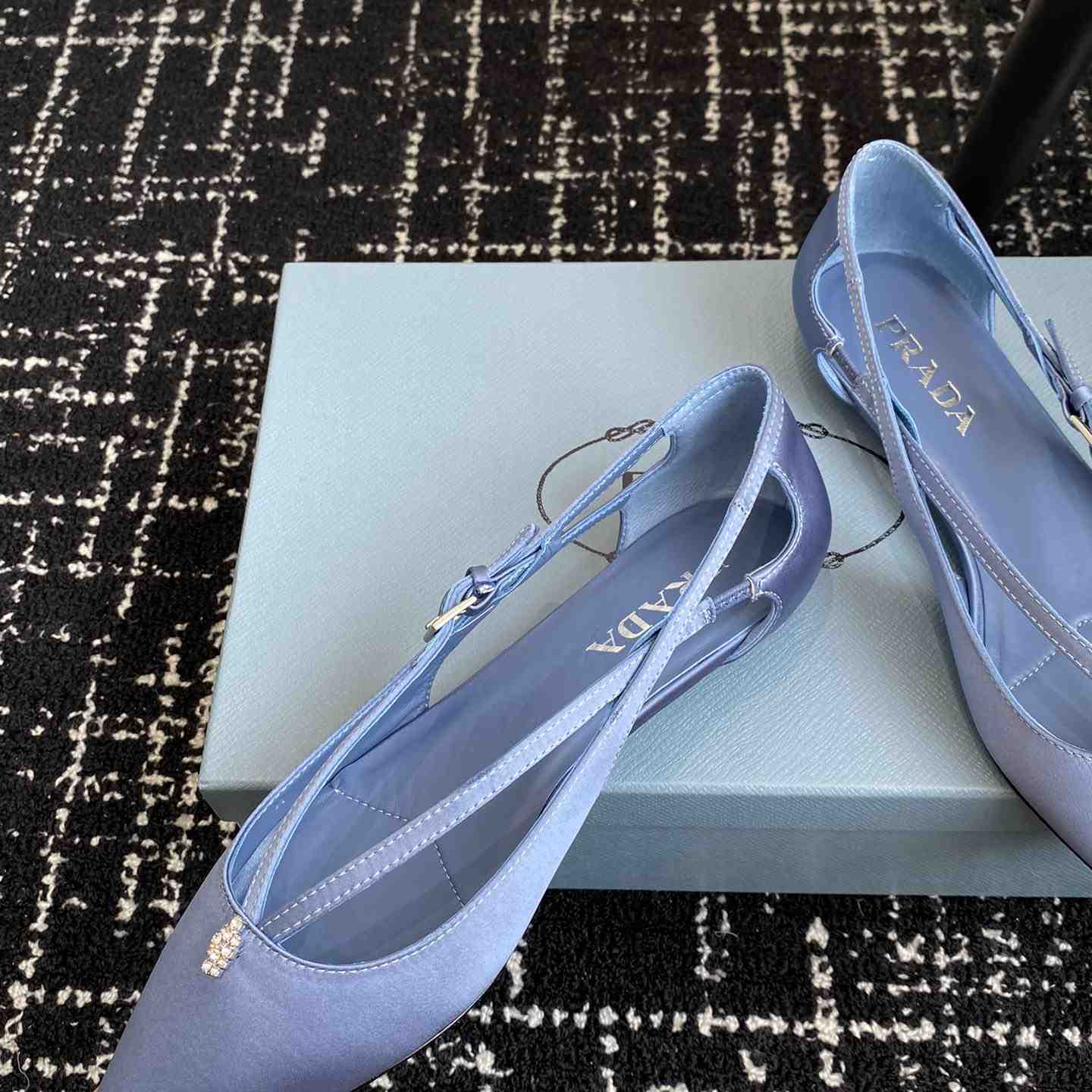 Prada Satin Crystal Embellishments Ballet Flats - DesignerGu