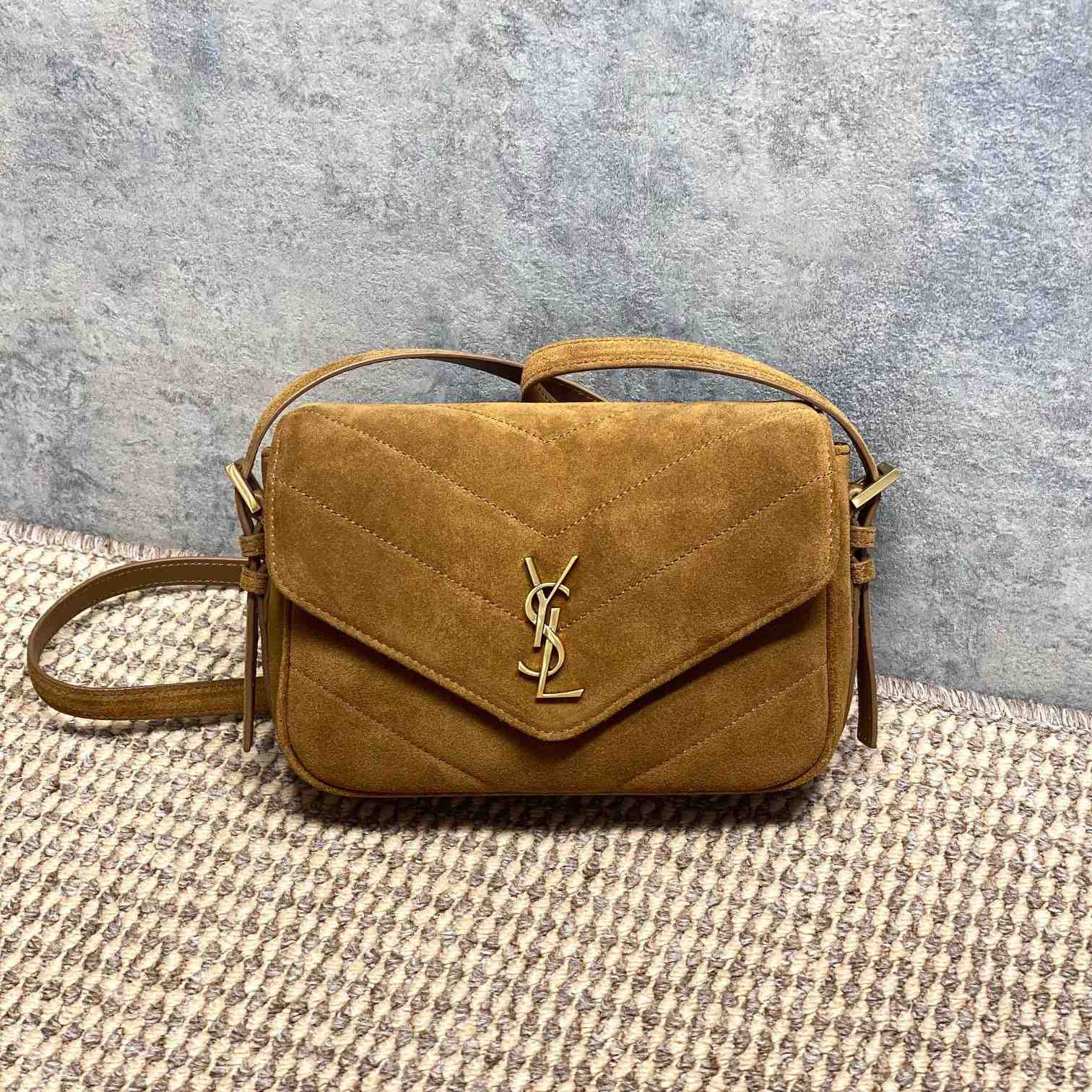 Saint Laurent Loulou Toy Crossbody In Matelasse Suede - DesignerGu