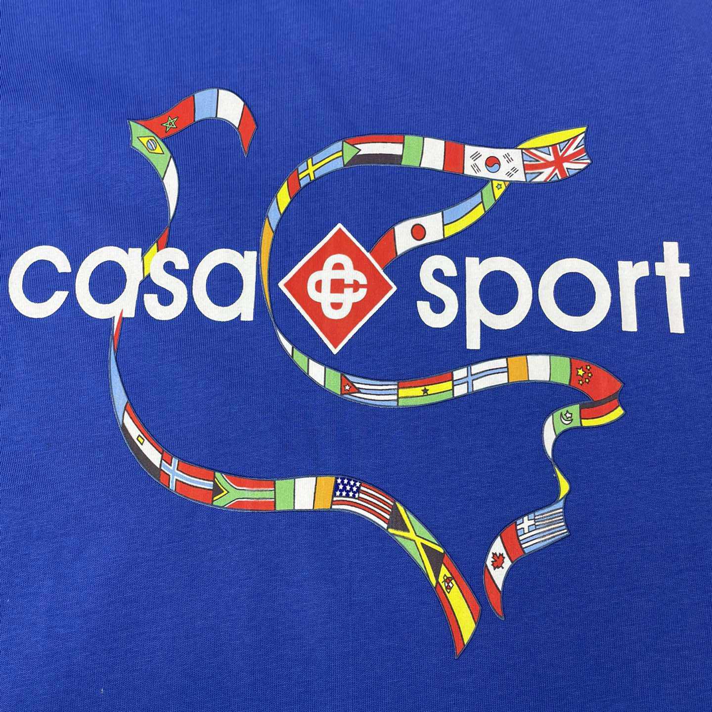 Casablanca Blue T-shirt Drapeau De Colombes With Print CA5040  - DesignerGu