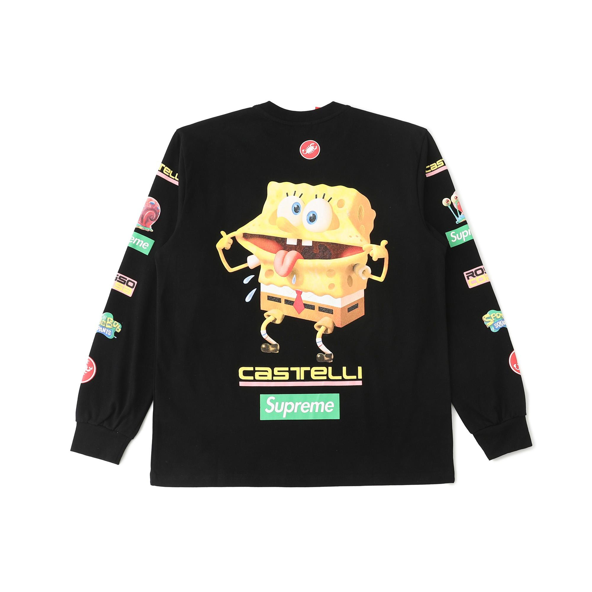 Supreme x Spongebob Squarepants x Castelli Racing Long-Sleeve Tee 'Black' - DesignerGu
