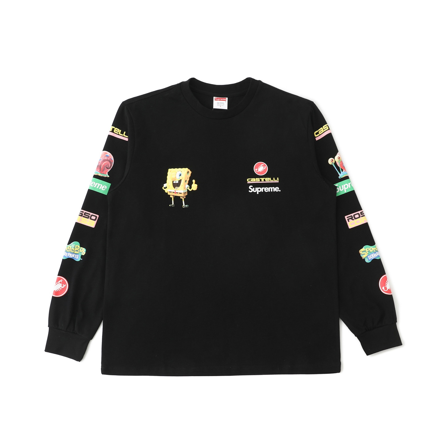 Supreme x Spongebob Squarepants x Castelli Racing Long-Sleeve Tee 'Black' - DesignerGu