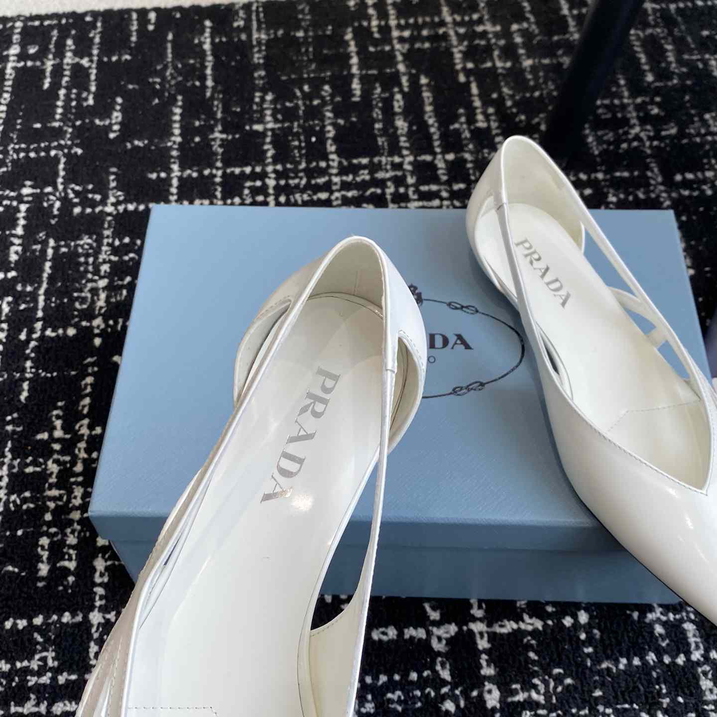 Prada Leather Cutout Ballerina Shoes - DesignerGu