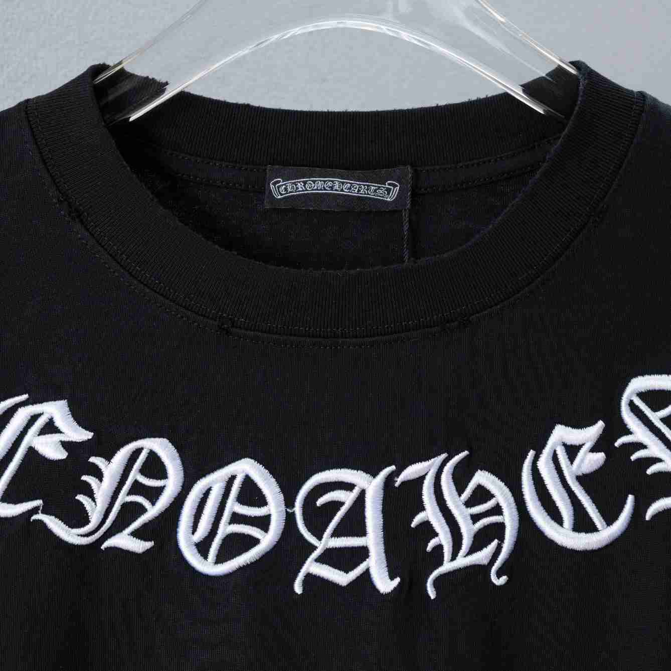 Chrome Hearts Embroidered Round Neck Short Sleeve Shirt 'Black' - DesignerGu