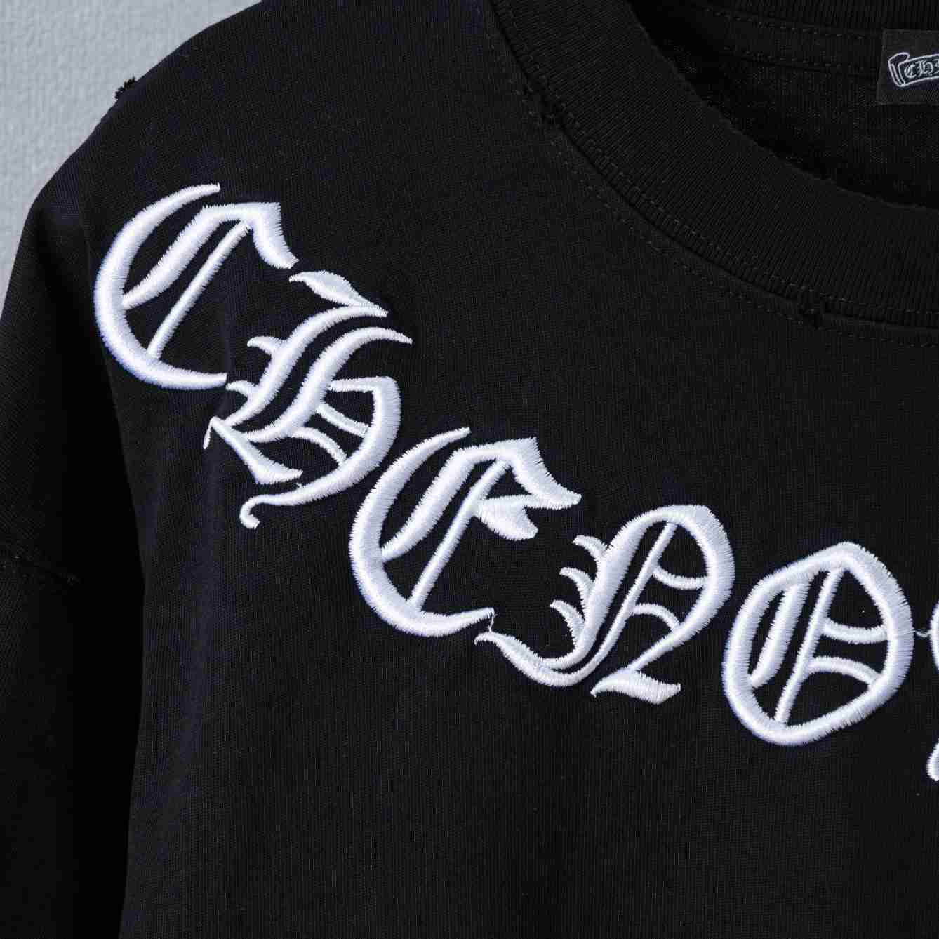 Chrome Hearts Embroidered Round Neck Short Sleeve Shirt 'Black' - DesignerGu
